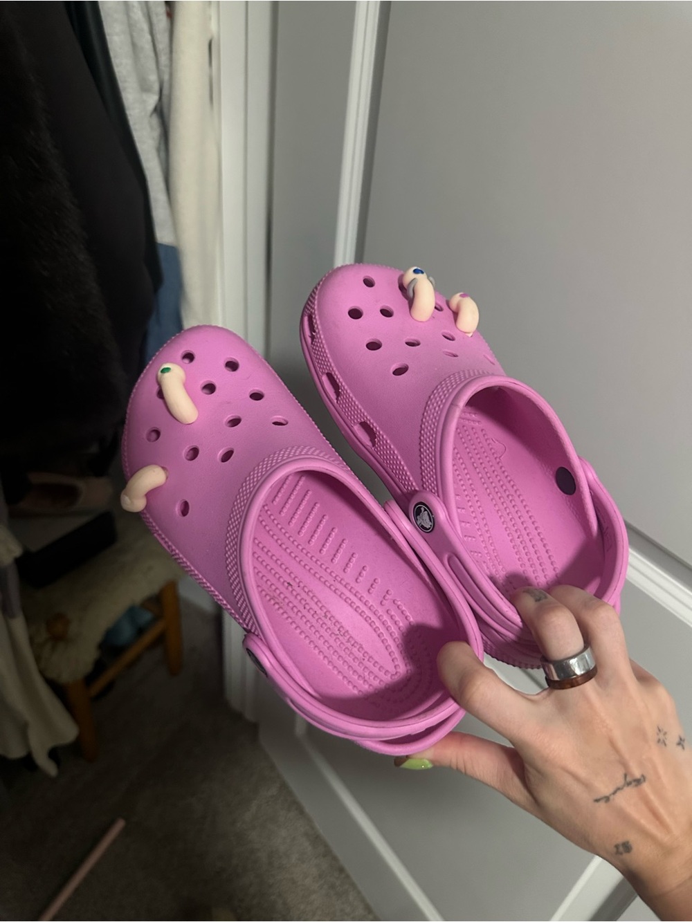 Pink crocs